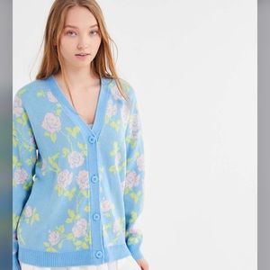 Blue floral cardigan